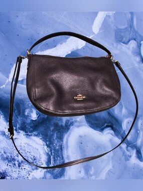 Coach Black Pebbled Leather Shoulder Bag with Gold Hardware